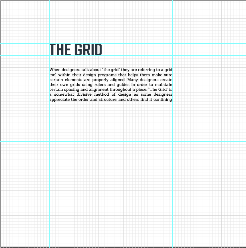 A grid showing rulers and guide that keep a design consistent and aligned 