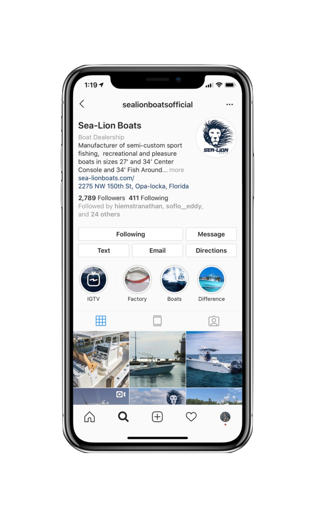 Sea Lion Boats Instagram page