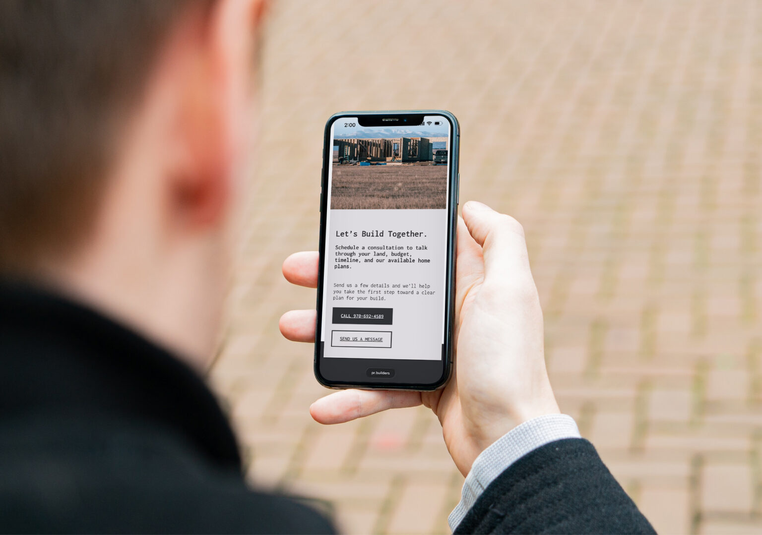 pr builders website mobile